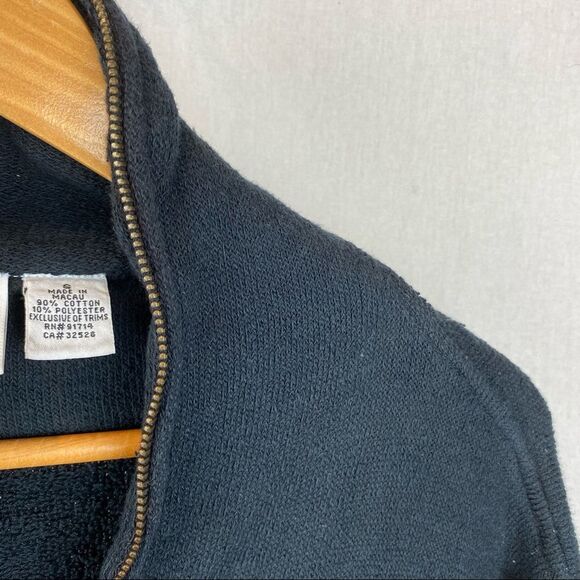 Armani Exchange Black Logo Chest Terry Zip Up Athletic Sport Collarless Jacket - Picture 4 of 7